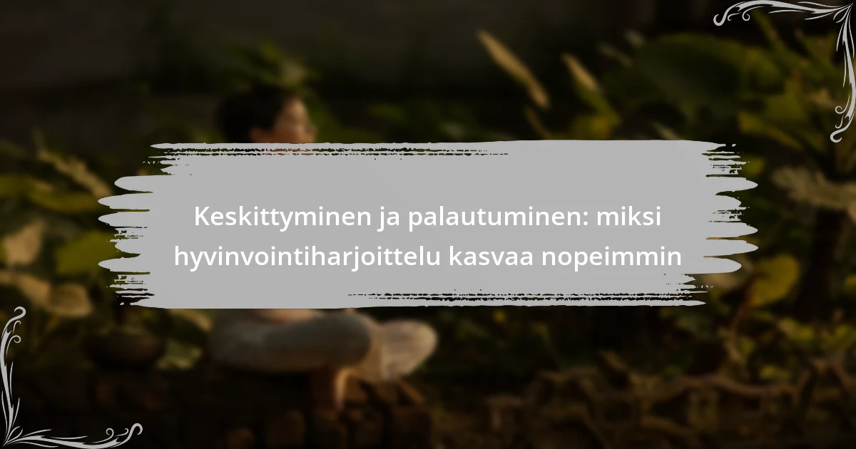 Keskittyminen ja palautuminen: miksi hyvinvointiharjoittelu kasvaa nopeimmin