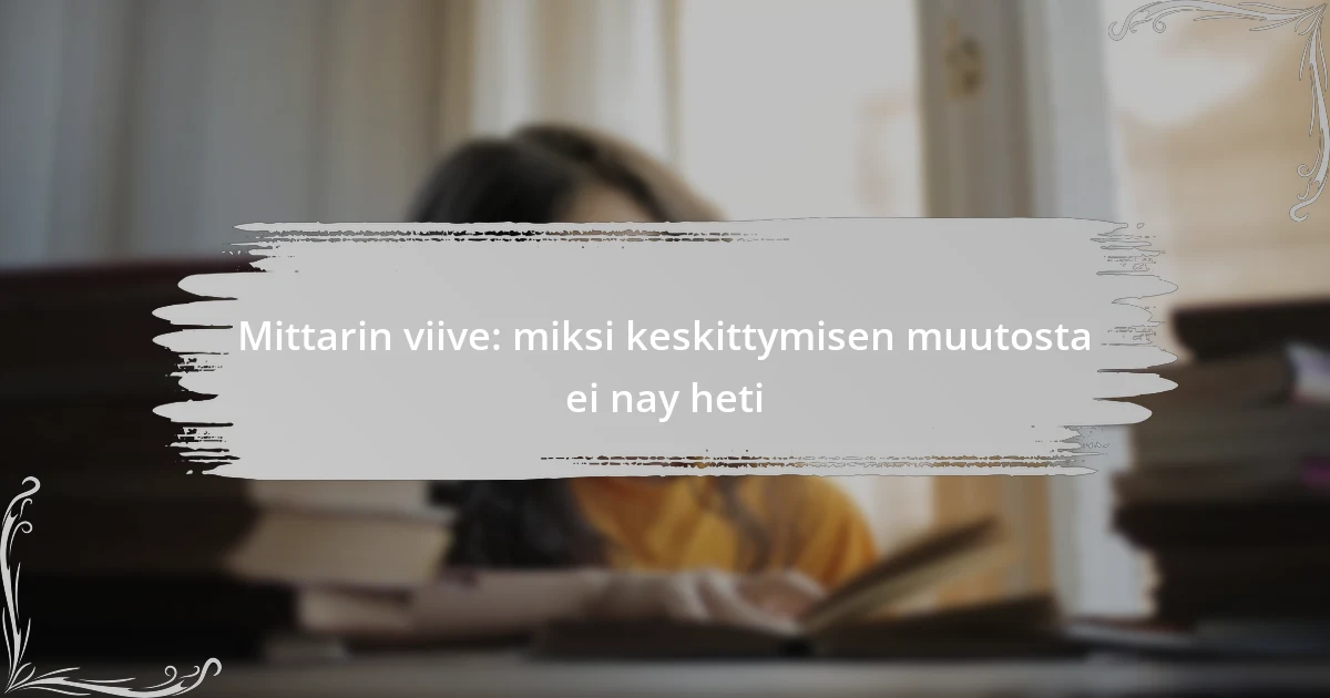 Mittarin viive: miksi keskittymisen muutosta ei nay heti